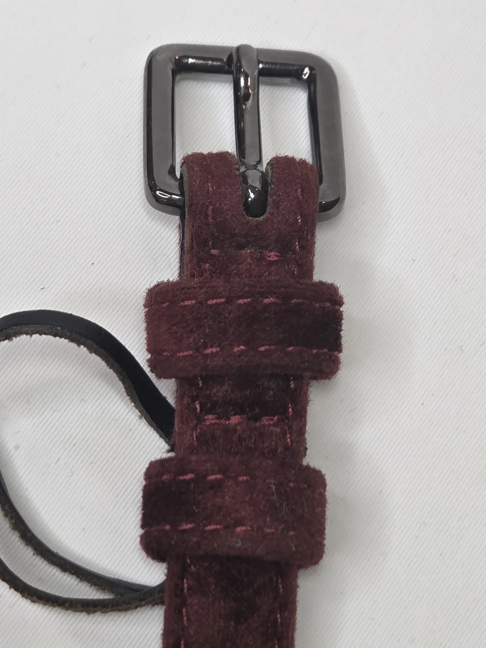 MaxMara Womens Slim Burgubdy Suede Felt Belt Small (S) Adjustable Belt